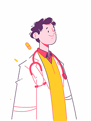 남자 분홍색 일러스트 청진기 병원 한명 상반신 성인 노란색 의사 성인남자한명만 국내일러스트 AI파일 1 컬러 의학 의료기기 사람 의료진 남자한명만 성인남자만 파일형식 벡터