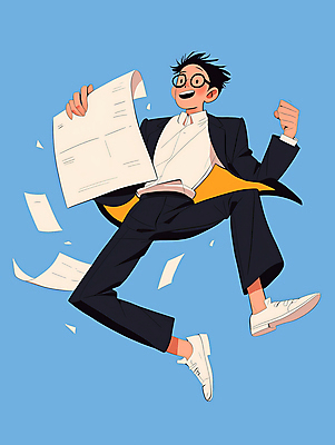 JPG 전신 손 남자 종이 일러스트 비즈니스 한명 정장 성인 파란색 달리기 에너지 업무 문서 파일 성인남자한명만 국내일러스트 AI일러스트 AI콘텐츠 1 옷 컬러 모션 사람 신체부위 작업 남자한명만 성인남자만 파일형식