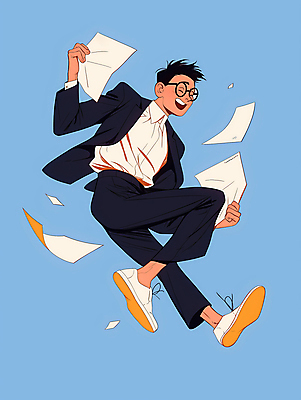 JPG 전신 남자 종이 일러스트 한명 정장 성인 파란색 사무실 달리기 에너지 문서 파일 활기 성인남자한명만 국내일러스트 AI일러스트 AI콘텐츠 1 옷 컬러 컨셉 비즈니스 모션 사람 남자한명만 성인남자만 파일형식