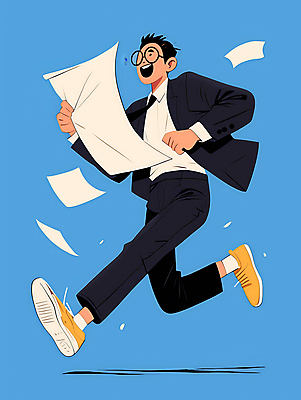 JPG 전신 남자 종이 일러스트 비즈니스 한명 정장 성인 파란색 사무실 달리기 에너지 문서 파일 성인남자한명만 국내일러스트 AI일러스트 AI콘텐츠 1 옷 컬러 모션 사람 남자한명만 성인남자만 파일형식