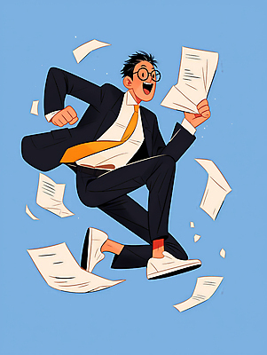 JPG 전신 남자 종이 일러스트 비즈니스 한명 정장 성인 파란색 달리기 에너지 문서 파일 활기 성인남자한명만 국내일러스트 AI일러스트 AI콘텐츠 1 옷 컬러 컨셉 모션 사람 남자한명만 성인남자만 파일형식