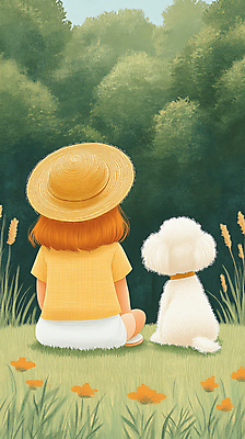 JPG 전신 여자 꽃 행복 반려견 어린이 일러스트 자연 휴식 한명 웃음 풍경 소녀 잔디 초원 초록색 여름 친구 산책 시골 강아지 밀짚모자 소녀한명만 동심 국내일러스트 AI일러스트 AI콘텐츠 식물 모자_잡화 1 계절 감정 컬러 컨셉 관계 표정 사람 반려동물 개 생태계 여자한명만 소녀만 파일형식