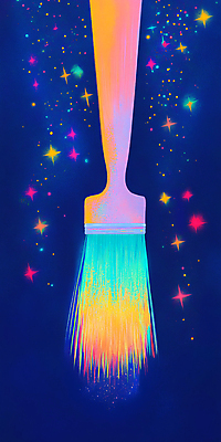 JPG 예술 일러스트 밤하늘 추상 사람없음 컬러풀 우주 붓 신비 그림 마법 별빛 상상력 환상 국내일러스트 AI일러스트 AI콘텐츠 별 컬러 컨셉 무늬 하늘 빛 야간 파일형식