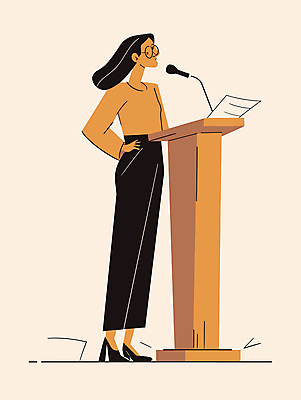 전신 여자 일러스트 한명 성인 노란색 강사 무대 발표 강의 마이크 단상 성인여자한명만 국내일러스트 AI파일 직업 1 컬러 음향기기 사람 여자한명만 성인여자만 파일형식 벡터
