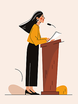 전신 여자 일러스트 한명 성인 노란색 강사 무대 발표 강의 마이크 단상 성인여자한명만 국내일러스트 AI파일 직업 1 컬러 음향기기 사람 여자한명만 성인여자만 파일형식 벡터