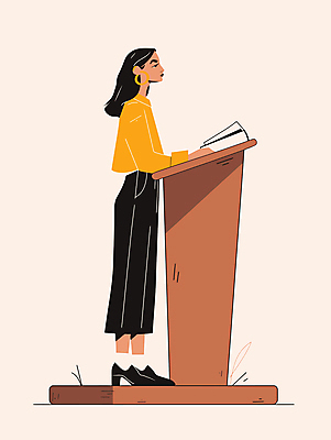 전신 여자 일러스트 한명 성인 노란색 강사 무대 발표 강의 단상 성인여자한명만 국내일러스트 AI파일 직업 1 컬러 사람 여자한명만 성인여자만 파일형식 벡터