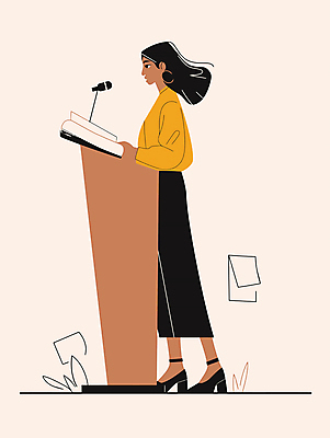 전신 여자 일러스트 한명 성인 노란색 강사 무대 발표 강의 마이크 단상 성인여자한명만 국내일러스트 AI파일 직업 1 컬러 음향기기 사람 여자한명만 성인여자만 파일형식 벡터
