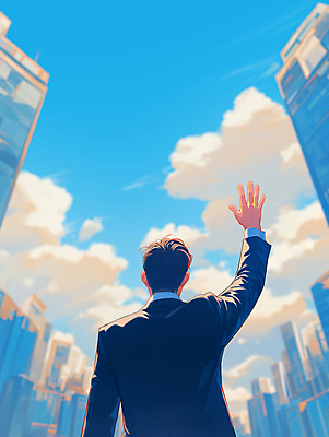 JPG 구름 남자 일러스트 하늘 성공 한명 정장 성인 파란색 고층빌딩 도시 비즈니스맨 목표 비전 손뻗기 리더쉽 작별인사 성인남자한명만 국내일러스트 AI일러스트 AI콘텐츠 자연요소 1 옷 컬러 컨셉 비즈니스 모션 사람 빌딩 인사 직장인 남자한명만 성인남자만 파일형식
