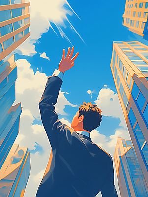 JPG 구름 남자 일러스트 하늘 성공 한명 정장 성인 파란색 고층빌딩 도시 비즈니스맨 목표 비전 손뻗기 리더쉽 작별인사 성인남자한명만 국내일러스트 AI일러스트 AI콘텐츠 자연요소 1 옷 컬러 컨셉 비즈니스 모션 사람 빌딩 인사 직장인 남자한명만 성인남자만 파일형식