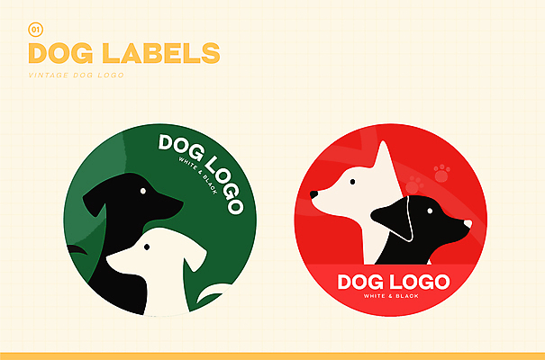 스티커 일러스트 사람없음 노란색 라벨 귀여움 빈티지 원형 강아지 발자국 심볼 국내일러스트 AI파일 도형 컬러 컨셉 자국 프레임 반려동물 개 파일형식 벡터