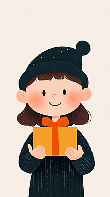 JPG 여자 어린이 크리스마스 겨울 일러스트 산타모자 크리스마스선물 한명 소녀 선물상자 축제 소녀한명만 국내일러스트 AI일러스트 AI콘텐츠 모자_잡화 1 계절 기념일 선물 사람 상자 여자한명만 소녀만 파일형식
