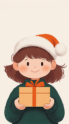JPG 여자 어린이 크리스마스 겨울 일러스트 산타모자 크리스마스선물 한명 소녀 선물상자 축제 소녀한명만 국내일러스트 AI일러스트 AI콘텐츠 모자_잡화 1 계절 기념일 선물 사람 상자 여자한명만 소녀만 파일형식