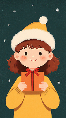 JPG 여자 어린이 크리스마스 겨울 일러스트 산타모자 크리스마스선물 한명 소녀 선물상자 축제 소녀한명만 국내일러스트 AI일러스트 AI콘텐츠 모자_잡화 1 계절 기념일 선물 사람 상자 여자한명만 소녀만 파일형식