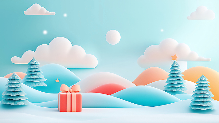 JPG 나무 구름 편집이미지 크리스마스 설경 겨울 사람없음 파란색 선물상자 편집3D AI컴퓨터그래픽 AI콘텐츠 자연요소 식물 계절 기념일 컬러 선물 풍경 상자 3D 파일형식