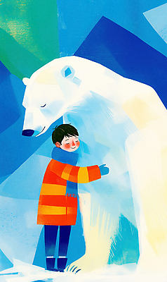 JPG 남자 어린이 장갑 겨울 일러스트 포옹 자연 한명 소년 파란색 친구 평화 목도리 보호 북극곰 소년한명만 국내일러스트 멸종위기종 AI일러스트 AI콘텐츠 1 잡화 계절 컬러 컨셉 곰 관계 안기 사람 생태계 남자한명만 소년만 파일형식