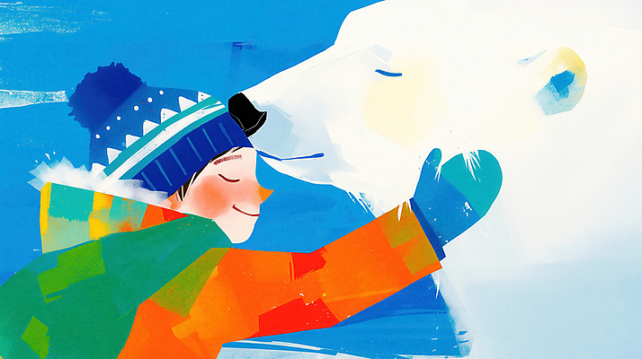 JPG 모자 남자 어린이 장갑 겨울 일러스트 포옹 자연 한명 소년 파란색 친구 평화 보호 북극곰 소년한명만 국내일러스트 멸종위기종 AI일러스트 AI콘텐츠 1 잡화 계절 컬러 컨셉 곰 관계 안기 사람 생태계 남자한명만 소년만 파일형식