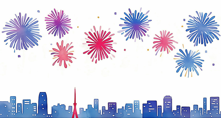 JPG 라이프스타일 일러스트 폭죽 불꽃놀이 사람없음 여름 파란색 축제 가을 도시 국내일러스트 AI일러스트 AI콘텐츠 계절 컬러 놀이 생활 파일형식