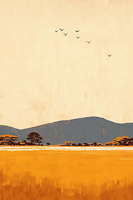 JPG 일러스트 자연 산 풍경 초원 사람없음 갈색 가을 농촌 분위기 국내일러스트 AI일러스트 AI콘텐츠 계절 컬러 컨셉 시골 생태계 파일형식