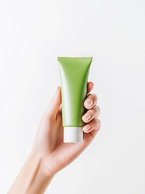 JPG 편집이미지 손 신체부위 초록색 화장품 잡기 세수 클렌징 목업 편집실사 AI인물포토 AI콘텐츠 컬러 모션 사람 뷰티 청결 CG 파일형식 AI포토