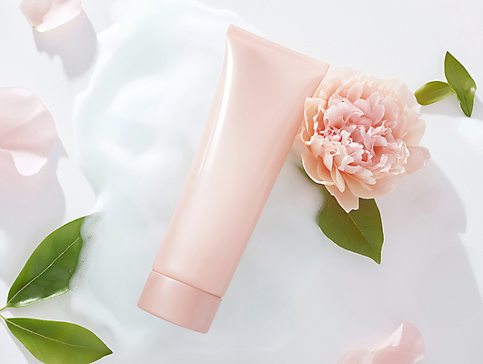 JPG 편집이미지 꽃잎 나뭇잎 사람없음 화장품 거품 흰색 세수 클렌징 목업 편집실사 AI포토 AI콘텐츠 꽃 컬러 잎 뷰티 청결 CG 파일형식