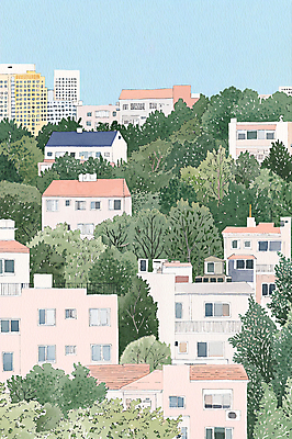 PSD 라이프스타일 일러스트 산 아파트 풍경 사람없음 초록색 마을 분위기 빌라 감성 국내일러스트 컬러 컨셉 주택 생활 파일형식