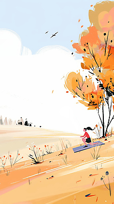 JPG 전신 나무 여자 여유 단풍 일러스트 요가 자연 한명 풍경 초원 성인 주황색 매트 가을 성인여자한명만 국내일러스트 AI일러스트 AI콘텐츠 식물 1 웰빙 계절 감정 컬러 잎 사람 생태계 여자한명만 성인여자만 파일형식