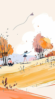 JPG 전신 나무 여자 여유 단풍 일러스트 자연 풍경 초원 성인 두명 주황색 가을 연날리기 성인여자만 국내일러스트 AI일러스트 AI콘텐츠 식물 계절 감정 컬러 잎 사람 전통놀이 생태계 여자만 성인만 파일형식