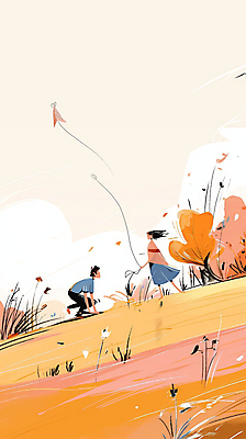 JPG 전신 나무 커플 여자 남자 여유 단풍 일러스트 자연 풍경 초원 성인 두명 주황색 가을 연날리기 성인만 국내일러스트 AI일러스트 AI콘텐츠 식물 계절 감정 컬러 잎 관계 사람 전통놀이 생태계 파일형식