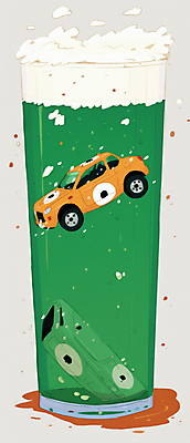 JPG 일러스트 자동차 맥주 경고 안전 사람없음 초록색 위험 음주 맥주잔 맥주거품 국내일러스트 AI일러스트 AI콘텐츠 육상교통 컬러 컨셉 술잔 주류 거품 파일형식