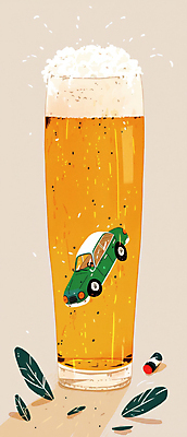 JPG 일러스트 자동차 맥주 경고 안전 사람없음 노란색 풀잎 위험 음주 맥주잔 맥주거품 국내일러스트 AI일러스트 AI콘텐츠 육상교통 컬러 컨셉 잎 술잔 주류 거품 풀_식물 파일형식