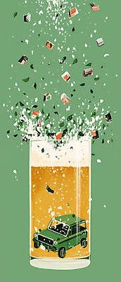 JPG 일러스트 자동차 맥주 경고 안전 사람없음 노란색 위험 음주 맥주잔 맥주거품 국내일러스트 AI일러스트 AI콘텐츠 육상교통 컬러 컨셉 술잔 주류 거품 파일형식