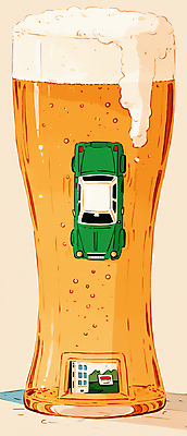 JPG 액자 일러스트 자동차 맥주 경고 안전 사람없음 노란색 위험 음주 맥주잔 맥주거품 국내일러스트 AI일러스트 AI콘텐츠 육상교통 컬러 컨셉 술잔 주류 거품 파일형식