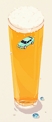 JPG 일러스트 자동차 맥주 경고 안전 사람없음 노란색 위험 음주 맥주잔 맥주거품 국내일러스트 AI일러스트 AI콘텐츠 육상교통 컬러 컨셉 술잔 주류 거품 파일형식