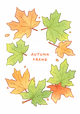 PSD 단풍 낙엽 일러스트 자연 프레임 사람없음 컬러풀 가을 카피스페이스 국내일러스트 계절 컬러 잎 공백 생태계 파일형식