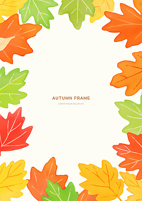 PSD 단풍 낙엽 일러스트 자연 프레임 사람없음 컬러풀 가을 카피스페이스 국내일러스트 계절 컬러 잎 공백 생태계 파일형식