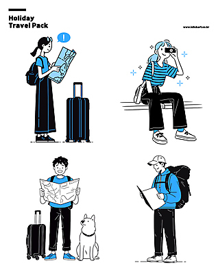 전신 여자 남자 여행 지도 일러스트 휴가 휴식 여러명 성인 일상 파란색 카메라 캐리어 사진촬영 강아지 성인만 국내일러스트 AI파일 컬러 다수 컨셉 사람 라이프 전자제품 반려동물 여행가방 촬영 개 파일형식 벡터