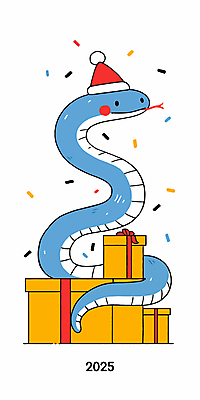 크리스마스 일러스트 산타모자 사람없음 파란색 선물상자 파티 귀여움 축제 뱀띠 꽃가루 2025년 을사년 국내일러스트 푸른뱀 푸른뱀캐릭터 AI파일 모자_잡화 기념일 컬러 컨셉 선물 이벤트 상자 십이지신 뱀 가루 연도 뱀캐릭터 파일형식 벡터