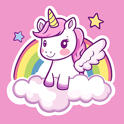 구름 분홍색 무지개 날개 일러스트 사람없음 판타지 귀여움 유니콘 환상 일러캐릭터 AI파일 자연요소 캐릭터 컬러 컨셉 상상 파일형식 벡터