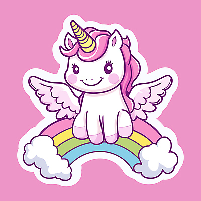 구름 분홍색 무지개 날개 일러스트 사람없음 판타지 귀여움 유니콘 환상 일러캐릭터 AI파일 자연요소 캐릭터 컬러 컨셉 상상 파일형식 벡터