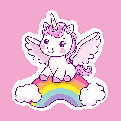 구름 분홍색 무지개 날개 일러스트 사람없음 판타지 귀여움 마법 유니콘 환상 일러캐릭터 AI파일 자연요소 캐릭터 컬러 컨셉 상상 파일형식 벡터