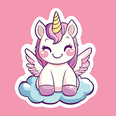 구름 분홍색 날개 일러스트 사람없음 판타지 귀여움 마법 유니콘 환상 일러캐릭터 AI파일 자연요소 캐릭터 컬러 컨셉 상상 파일형식 벡터