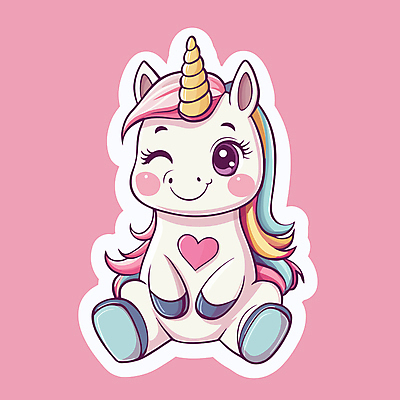 분홍색 무지개 일러스트 사랑 윙크 사람없음 판타지 귀여움 유니콘 환상 일러캐릭터 AI파일 자연요소 캐릭터 감정 컬러 컨셉 상상 표정 파일형식 벡터