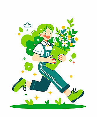 전신 여자 꽃다발 일러스트 자연 나뭇잎 선물 한명 웃음 들기 성인 초록색 달리기 성인여자한명만 국내일러스트 AI파일 1 꽃 컬러 잎 모션 표정 사람 생태계 여자한명만 성인여자만 파일형식 벡터