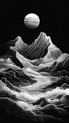 JPG 편집이미지 자연 흑백 사람없음 태양 검은색 안개 달 운무 산맥 편집실사 자연요소 컬러 날씨 산 촬영기법 CG 생태계 파일형식