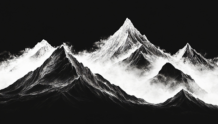 JPG 편집이미지 자연 흑백 사람없음 검은색 안개 운무 산맥 편집실사 컬러 날씨 산 촬영기법 CG 생태계 파일형식