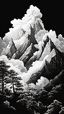 JPG 편집이미지 자연 흑백 사람없음 검은색 안개 운무 산맥 편집실사 컬러 날씨 산 촬영기법 CG 생태계 파일형식