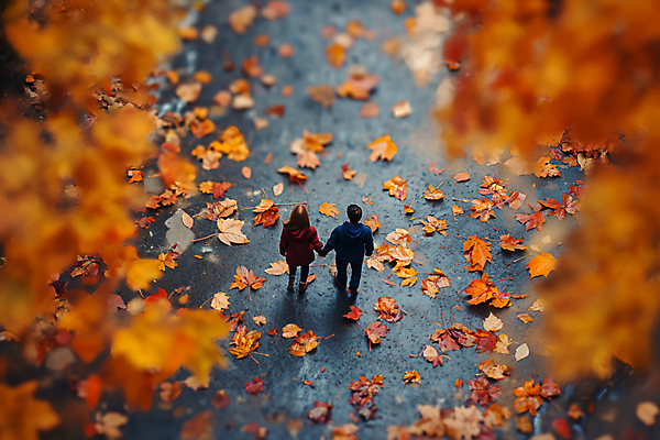 JPG 전신 나무 편집이미지 부부 여자 남자 단풍 낙엽 데이트 자연 사랑 성인 두명 미니어처 가을 성인만 편집실사 AI포토 AI콘텐츠 식물 커플 계절 감정 잎 사람 모형 CG 생태계 파일형식