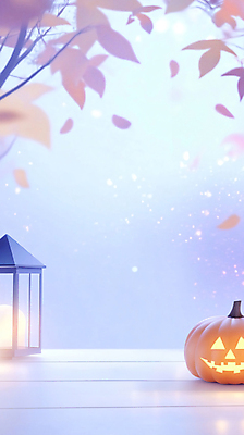 JPG 나무 편집이미지 낙엽 사람없음 할로윈 가을 흰색 랜턴 보케 잭오랜턴 편집실사 AI컴퓨터그래픽 AI콘텐츠 식물 계절 컬러 잎 조명 CG 파일형식