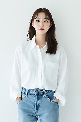 JPG 모델 편집이미지 라이프스타일 여자 셔츠 스튜디오 한명 상반신 청년 앞모습 청춘 흰색 청바지 주머니손 의료성형뷰티 청년여자한명만 편집실사 AI인물포토 AI콘텐츠 1 뷰포인트 컬러 컨셉 상의 바지 모션 사람 성인 생활 CG 여자한명만 청년여자만 파일형식 AI포토