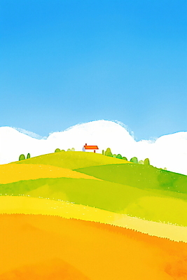 JPG 구름 일러스트 하늘 주택 초원 사람없음 평화 가을풍경 언덕 국내일러스트 AI일러스트 AI콘텐츠 자연요소 컨셉 풍경 건물 파일형식 가을_계절